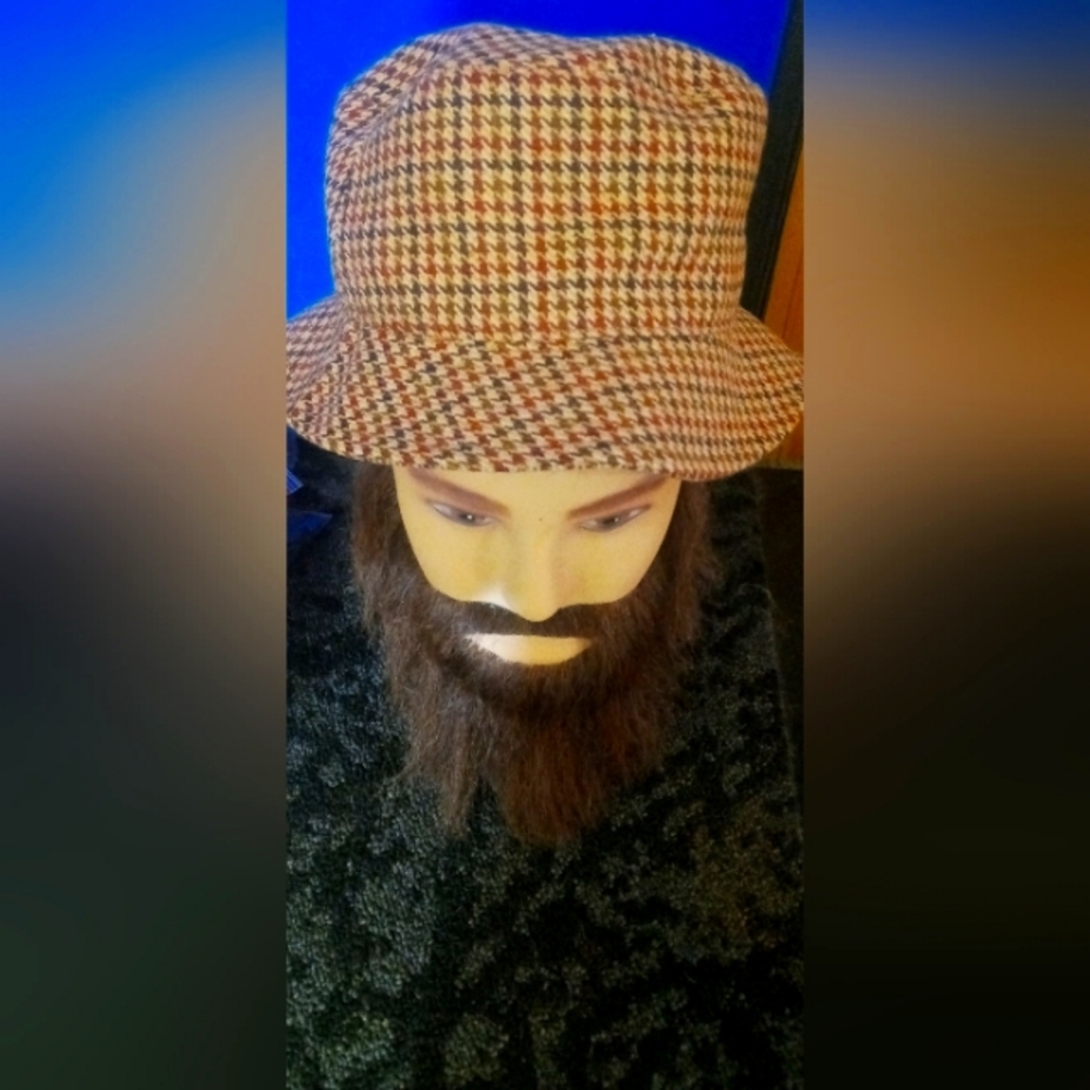 Steven madden high end Classic Houndstooth Bucket Hat - Brown Multi